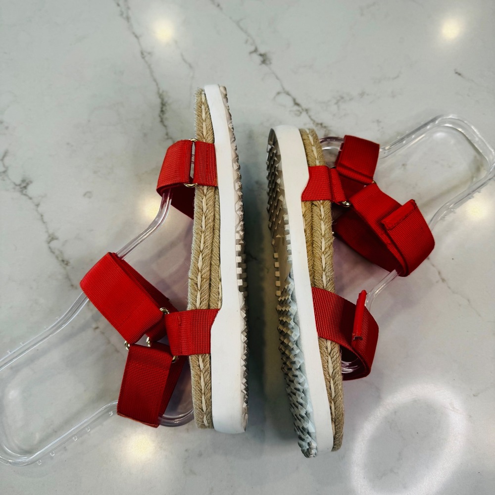 Silent D Trevor Women 9.5 EU 40 Red Orange Platform Espadrille Sandals Hook Loop - Picture 10 of 16